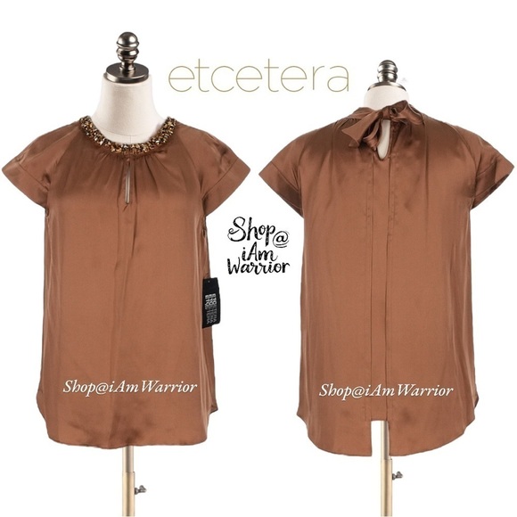 Etcetera NWT silk embellished keyhole neckline & tie back top *shop@iamwarrior - Picture 5 of 12